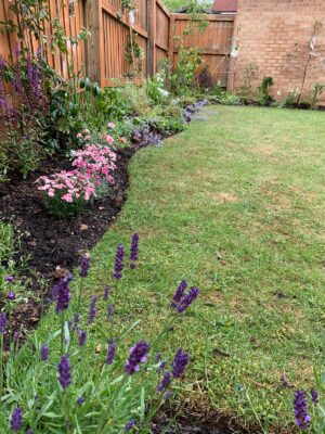 A new build garden in Chipping Norton with new paving, new flowerbeds and planting